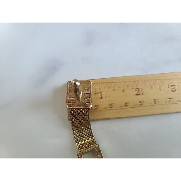 Tiger's Eye Gold Tone Mesh Metal Cufflinks Vintage 1970's - Picture 9 of 10